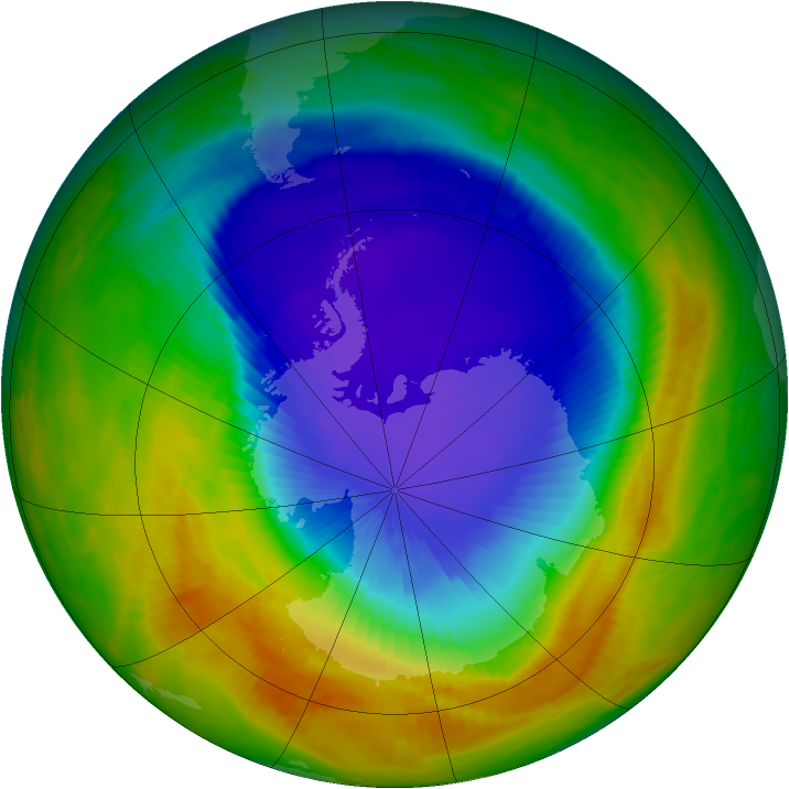 Antarctic ozone map for 18 October 2000